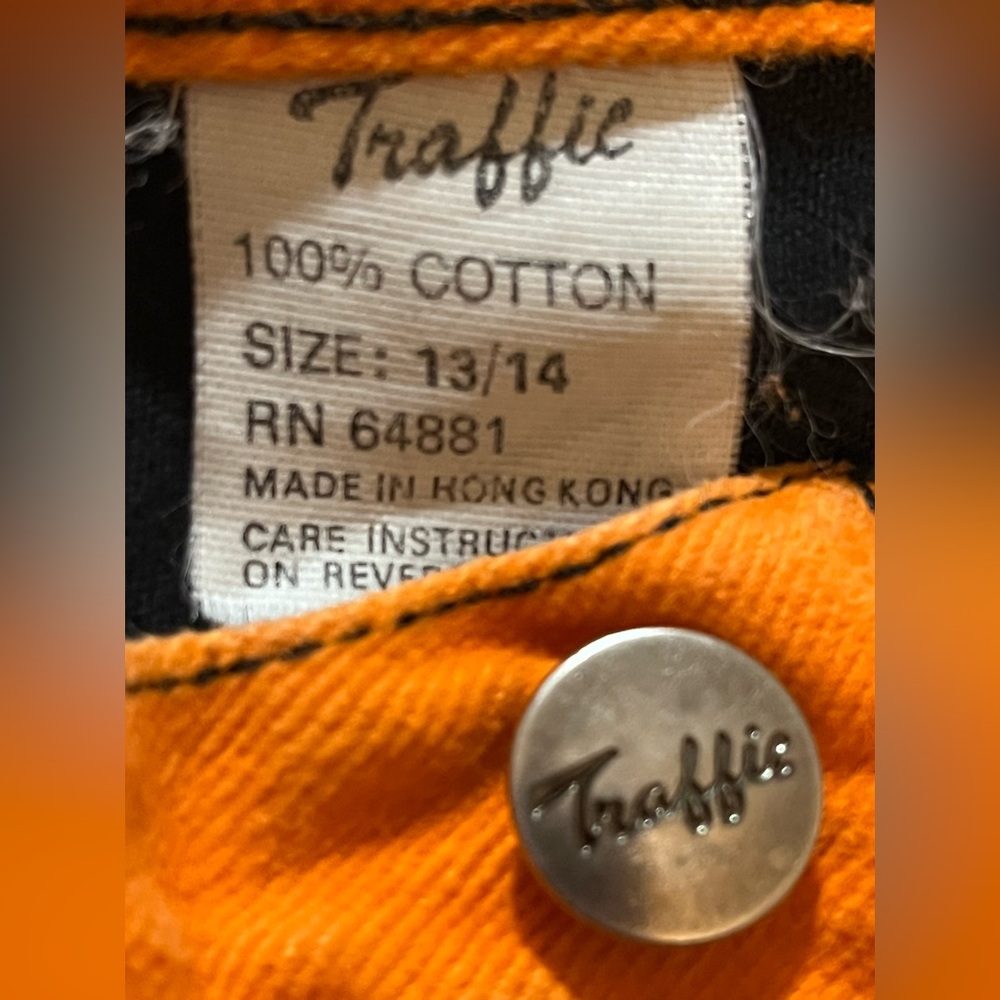 VTG 80s Traffic Embroidered High Waist Women's Mom Jeans Size 13/14 Orange - Picture 10 of 12